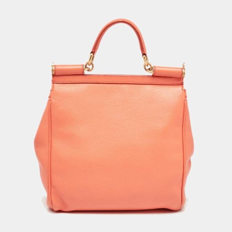 Pre Owned Dolce & Gabbana Orange Leather Medium Miss Sicily Bag