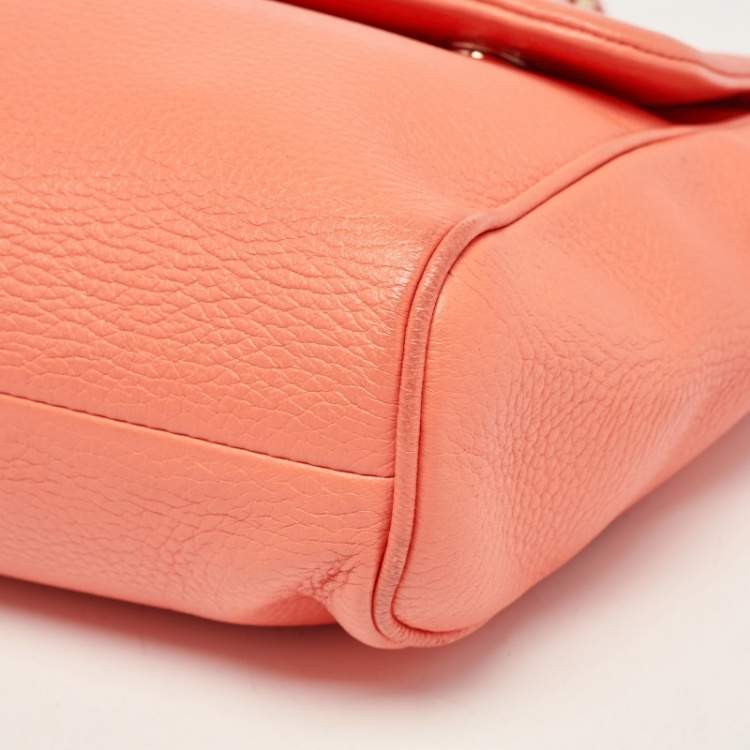 Pre Owned Dolce & Gabbana Orange Leather Medium Miss Sicily Bag