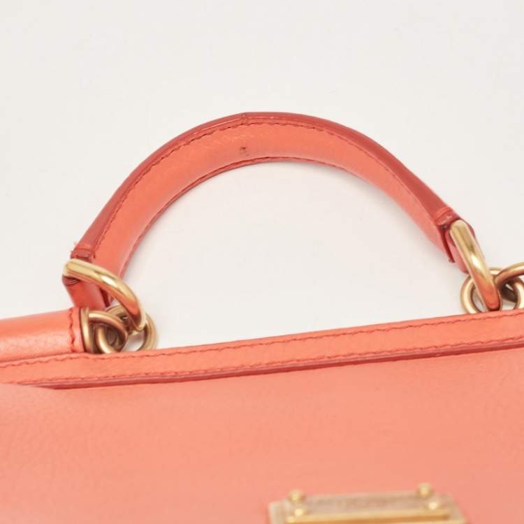 Pre Owned Dolce & Gabbana Orange Leather Medium Miss Sicily Bag