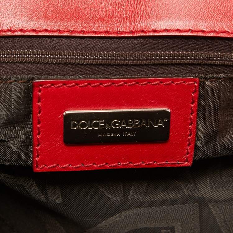 Pre Owned Dolce & Gabbana Red Watersnake Leather Satchel
