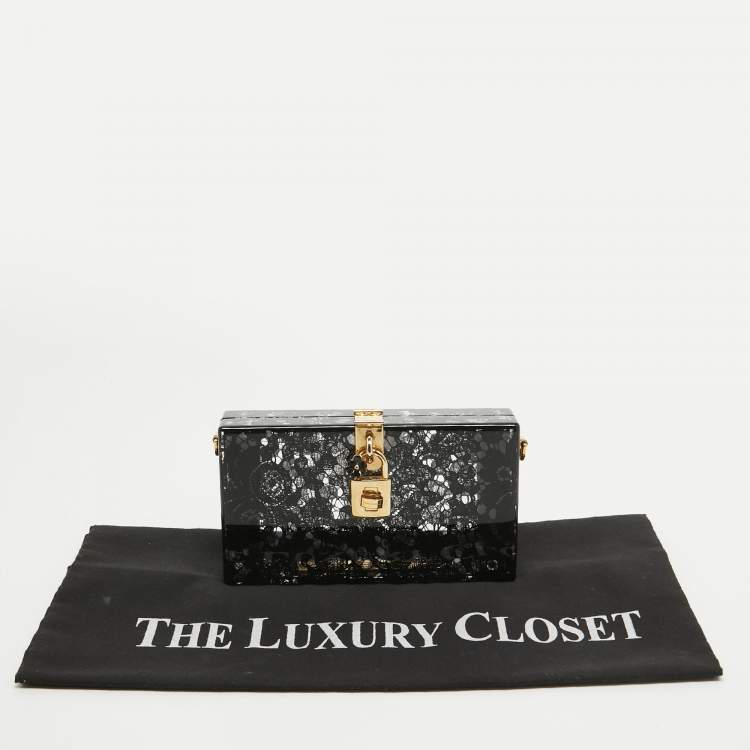 Pre Owned Dolce & Gabbana Black Acrylic Lace Dolce Box Clutch