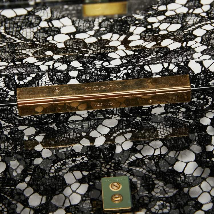 Pre Owned Dolce & Gabbana Black Acrylic Lace Dolce Box Clutch
