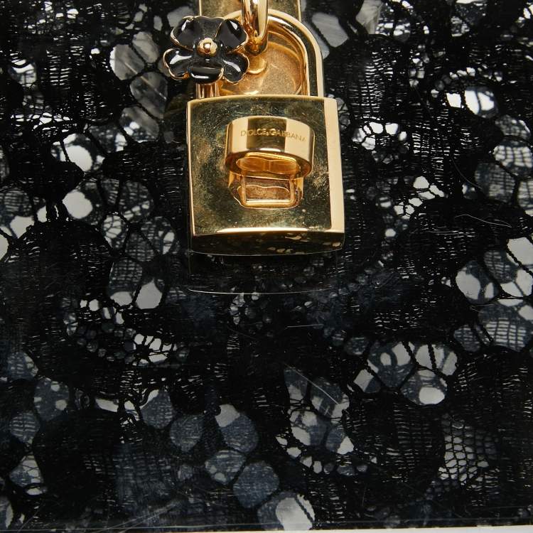 Pre Owned Dolce & Gabbana Black Acrylic Lace Dolce Box Clutch