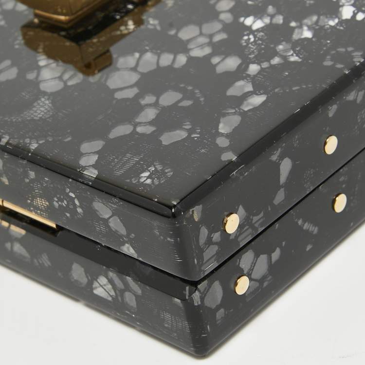 Pre Owned Dolce & Gabbana Black Acrylic Lace Dolce Box Clutch