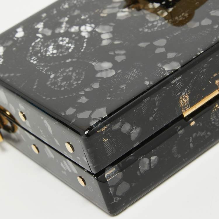 Pre Owned Dolce & Gabbana Black Acrylic Lace Dolce Box Clutch