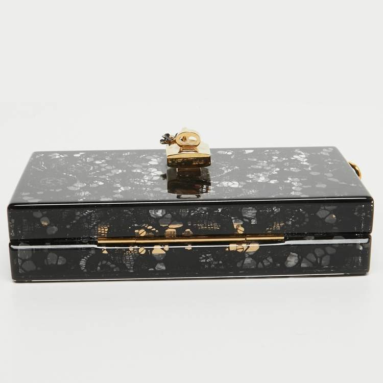 Pre Owned Dolce & Gabbana Black Acrylic Lace Dolce Box Clutch