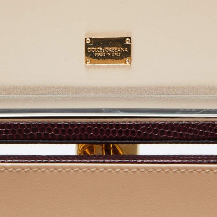 Pre Owned Dolce & Gabbana Burgundy Iguana Embossed Leather Box Bag