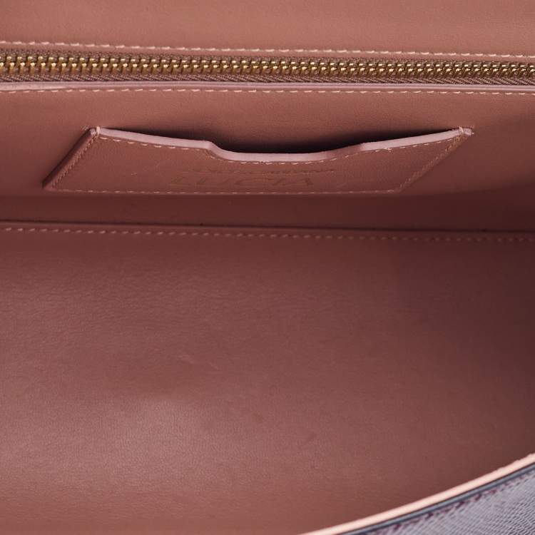 Pre Owned Dolce & Gabbana Burgundy Lizard Embossed Leather Medium Lucia Top Handle Bag