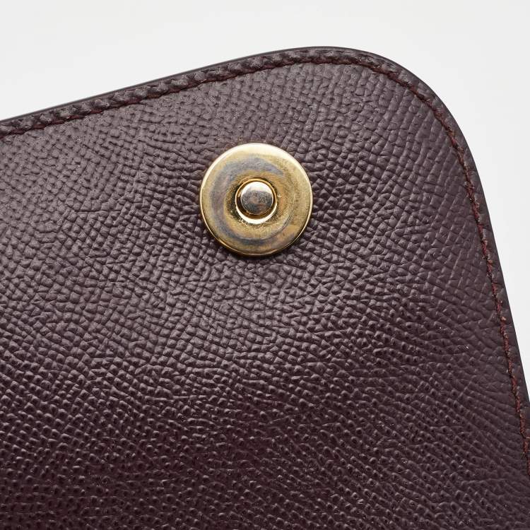 Pre Owned Dolce & Gabbana Burgundy Leather Medium Miss Sicily Top Handle Bag