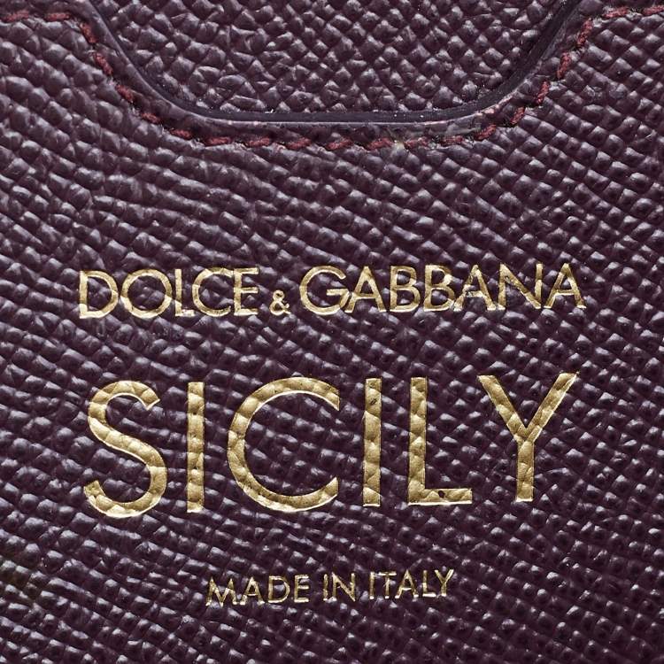 Pre Owned Dolce & Gabbana Burgundy Leather Medium Miss Sicily Top Handle Bag