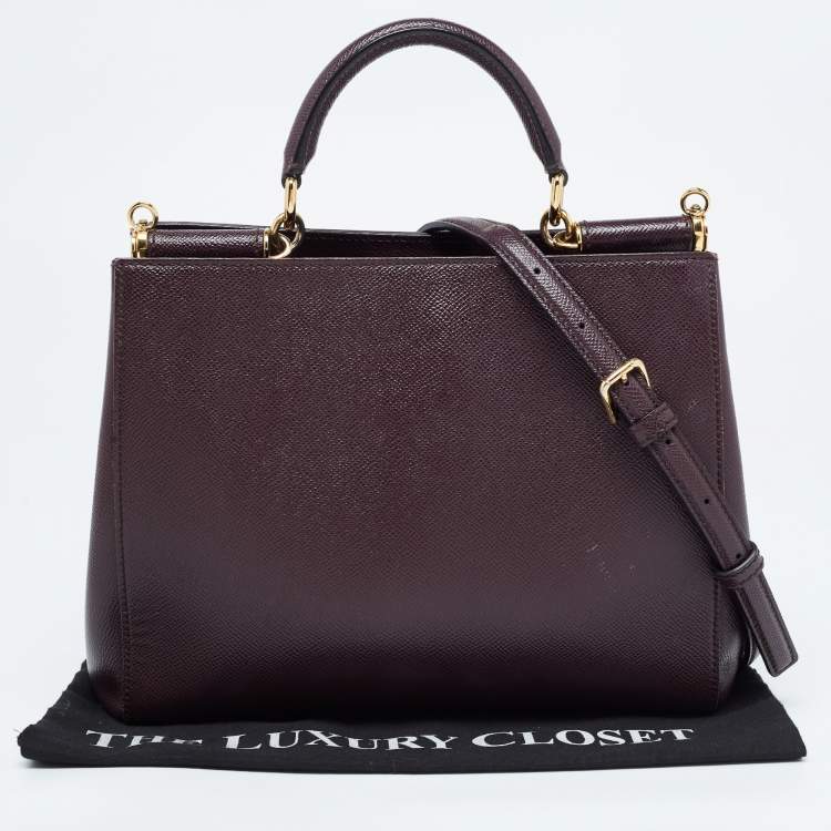 مملوكة مسبقًا Dolce & Gabbana Burgundy Leather Sicily Top Handle Bag