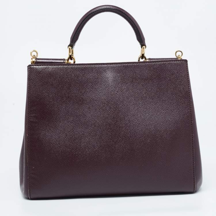 مملوكة مسبقًا Dolce & Gabbana Burgundy Leather Sicily Top Handle Bag
