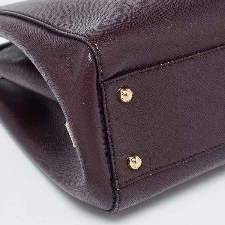 مملوكة مسبقًا Dolce & Gabbana Burgundy Leather Sicily Top Handle Bag