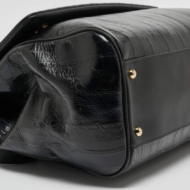 Pre Owned Dolce & Gabbana Blue Eel Leather Large Miss Sicily Bag