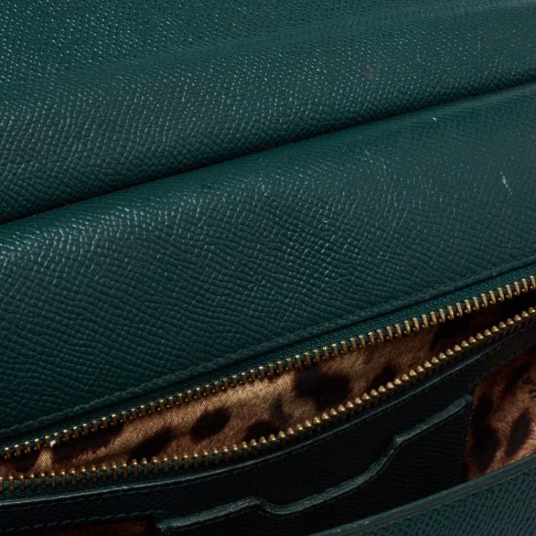 Pre Owned Dolce & Gabbana Green Leather Medium Miss Sicily Handle Bag