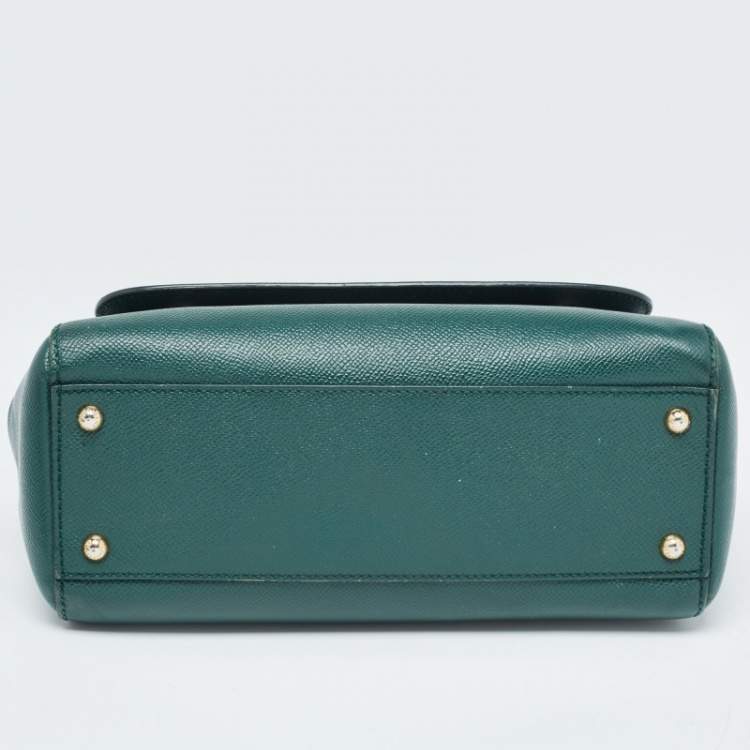 Pre Owned Dolce & Gabbana Green Leather Medium Miss Sicily Handle Bag