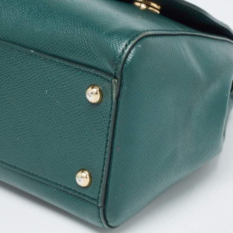 Pre Owned Dolce & Gabbana Green Leather Medium Miss Sicily Handle Bag