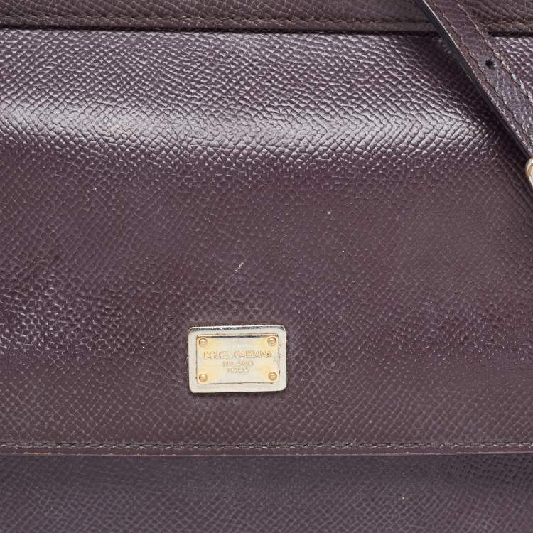 Pre Owned Dolce & Gabbana Burgundy Leather Small Miss Sicily Top Handle Bag
