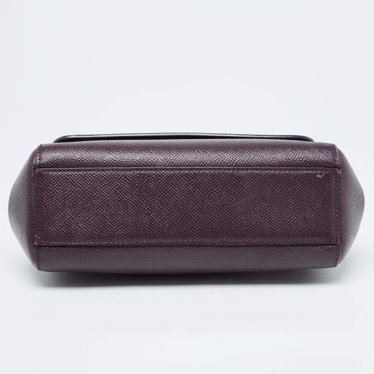 Pre Owned Dolce & Gabbana Burgundy Leather Small Miss Sicily Top Handle Bag