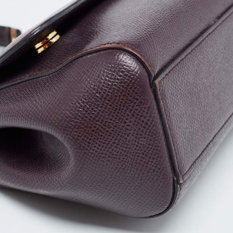 Pre Owned Dolce & Gabbana Burgundy Leather Small Miss Sicily Top Handle Bag