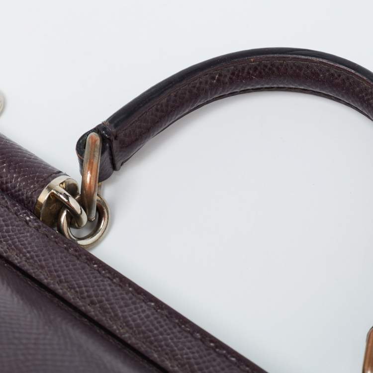 Pre Owned Dolce & Gabbana Burgundy Leather Small Miss Sicily Top Handle Bag