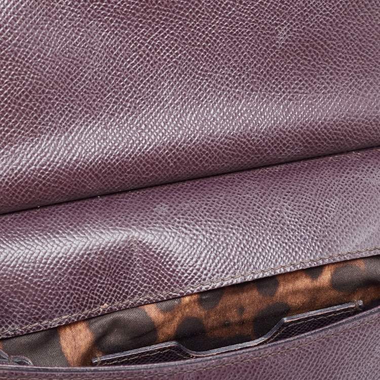 Pre Owned Dolce & Gabbana Burgundy Leather Small Miss Sicily Top Handle Bag