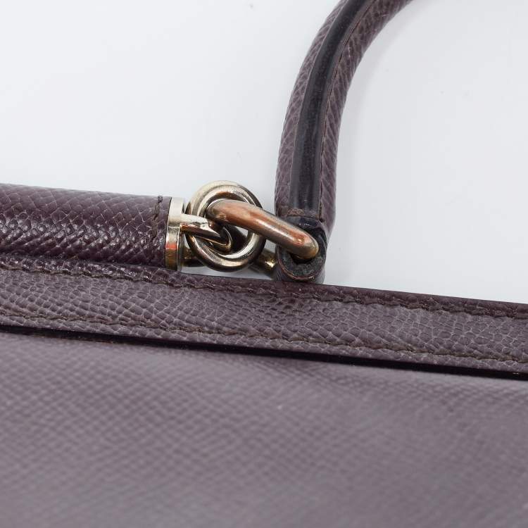 Pre Owned Dolce & Gabbana Burgundy Leather Small Miss Sicily Top Handle Bag