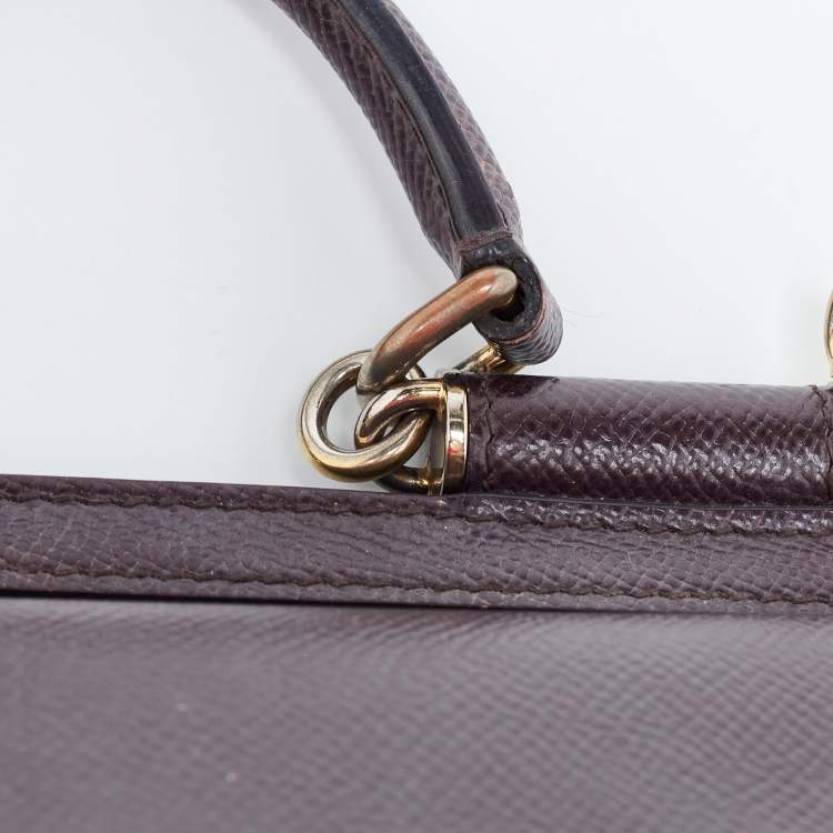 Pre Owned Dolce & Gabbana Burgundy Leather Small Miss Sicily Top Handle Bag