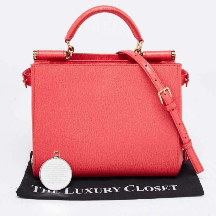 Pre Owned Dolce & Gabbana Coral Pink Leather Miss Sicily Tote