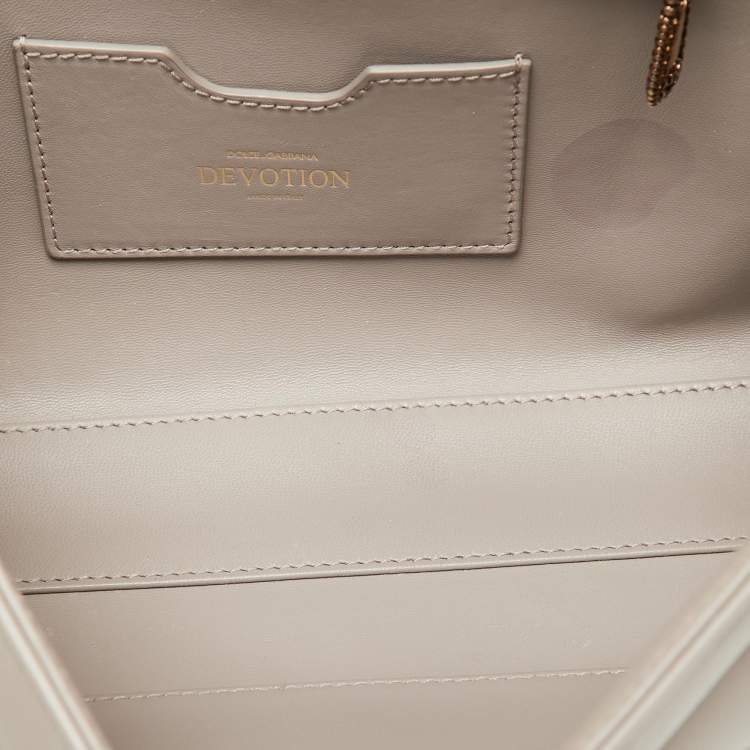 Pre Owned Dolce & Gabbana Taupe Quilted Nappa Leather Large Devotion Shoulder Bag