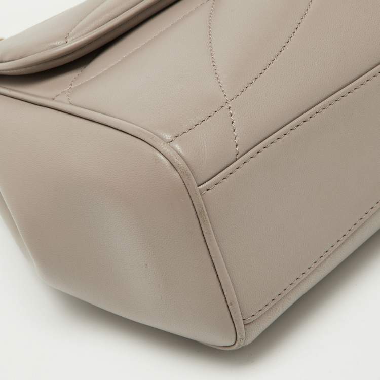 Pre Owned Dolce & Gabbana Taupe Quilted Nappa Leather Large Devotion Shoulder Bag