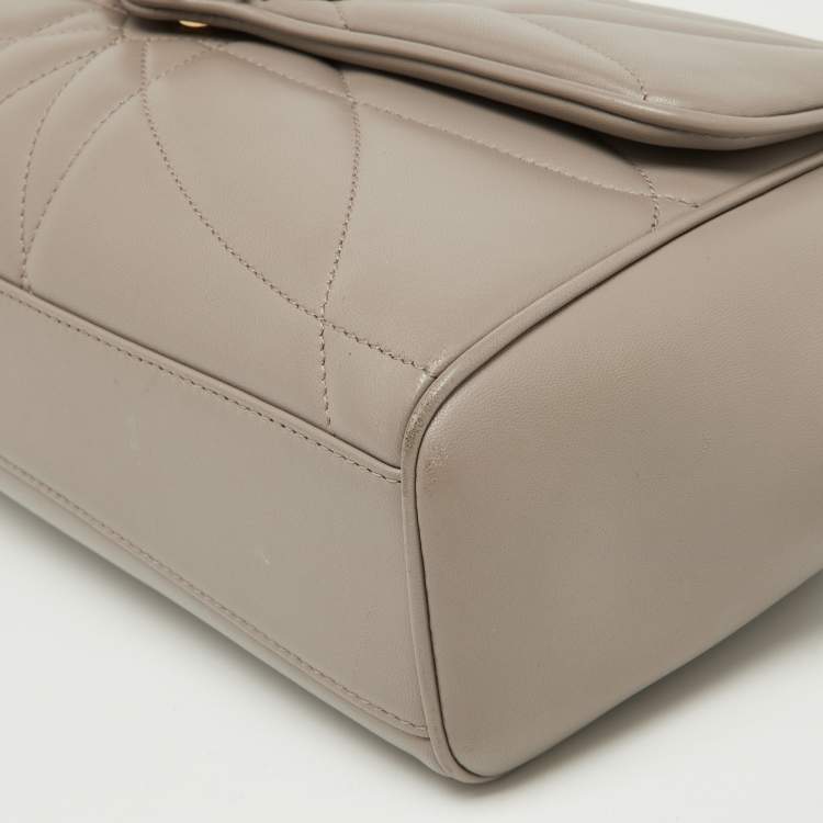 Pre Owned Dolce & Gabbana Taupe Quilted Nappa Leather Large Devotion Shoulder Bag