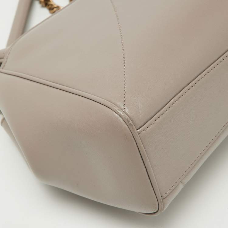 Pre Owned Dolce & Gabbana Taupe Quilted Nappa Leather Large Devotion Shoulder Bag