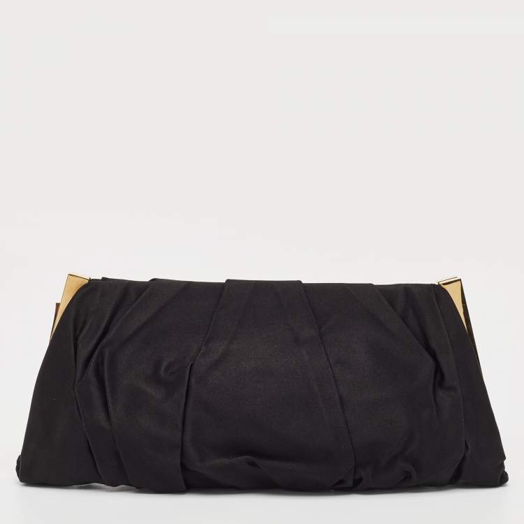 Pre Owned Dolce & Gabbana Black Satin Miss Lady Clutch