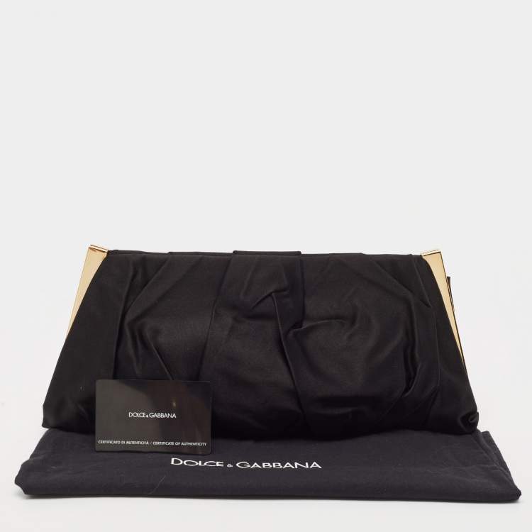 Pre Owned Dolce & Gabbana Black Satin Miss Lady Clutch