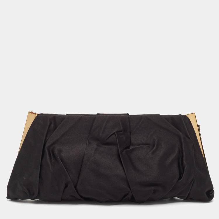 Pre Owned Dolce & Gabbana Black Satin Miss Lady Clutch