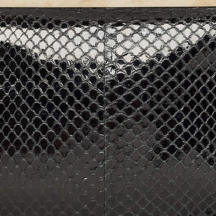 Pre Owned Dolce & Gabbana Black Snakeskin Frame Chain Clutch