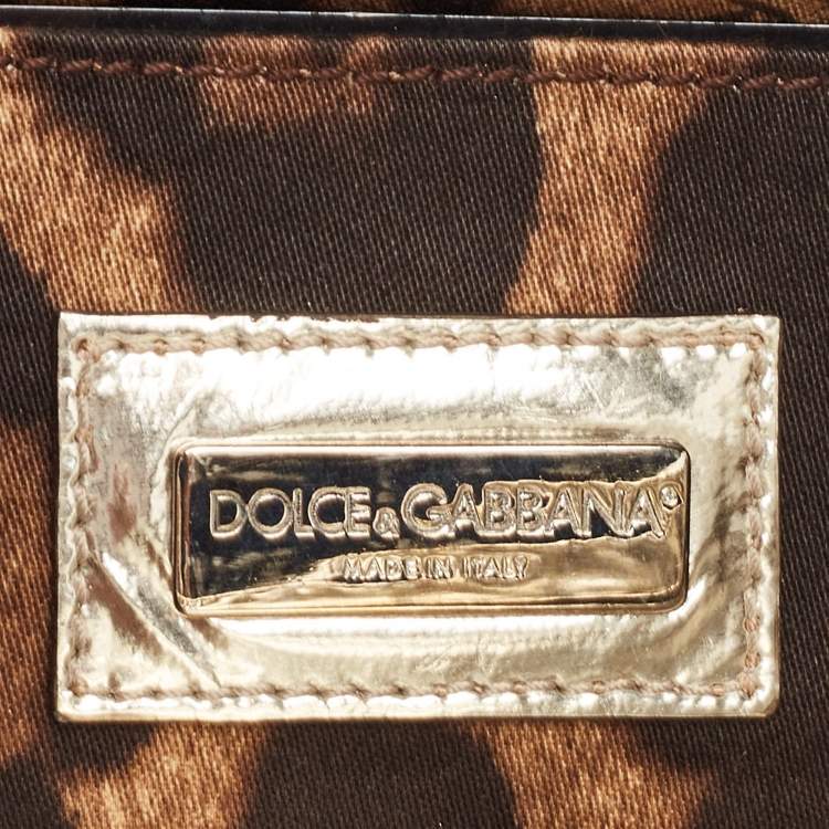 Pre Owned Dolce & Gabbana Gold Patent Leather Miss Martini Chain Clutch