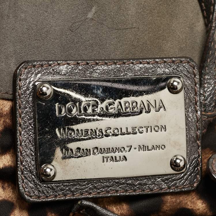 Pre Owned Dolce & Gabbana Grey Suede Miss Pocket Tote