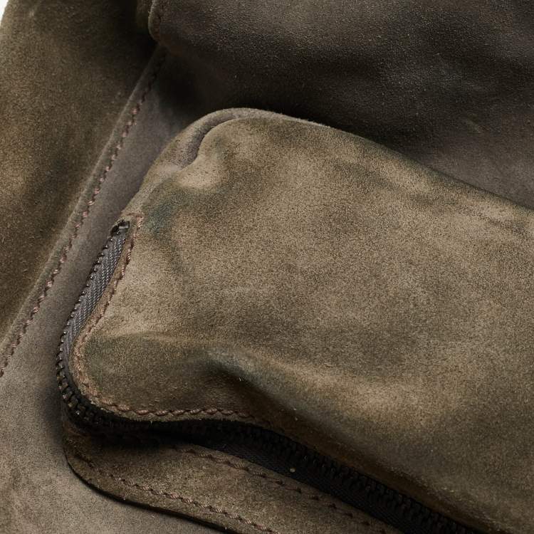 Pre Owned Dolce & Gabbana Grey Suede Miss Pocket Tote