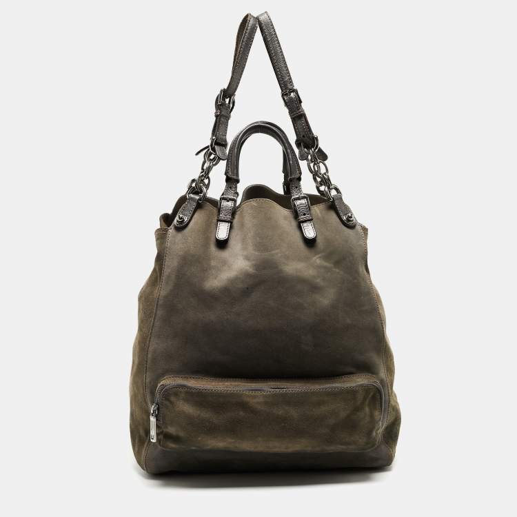 Pre Owned Dolce & Gabbana Grey Suede Miss Pocket Tote