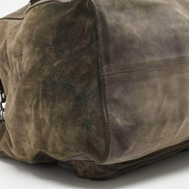 Pre Owned Dolce & Gabbana Grey Suede Miss Pocket Tote