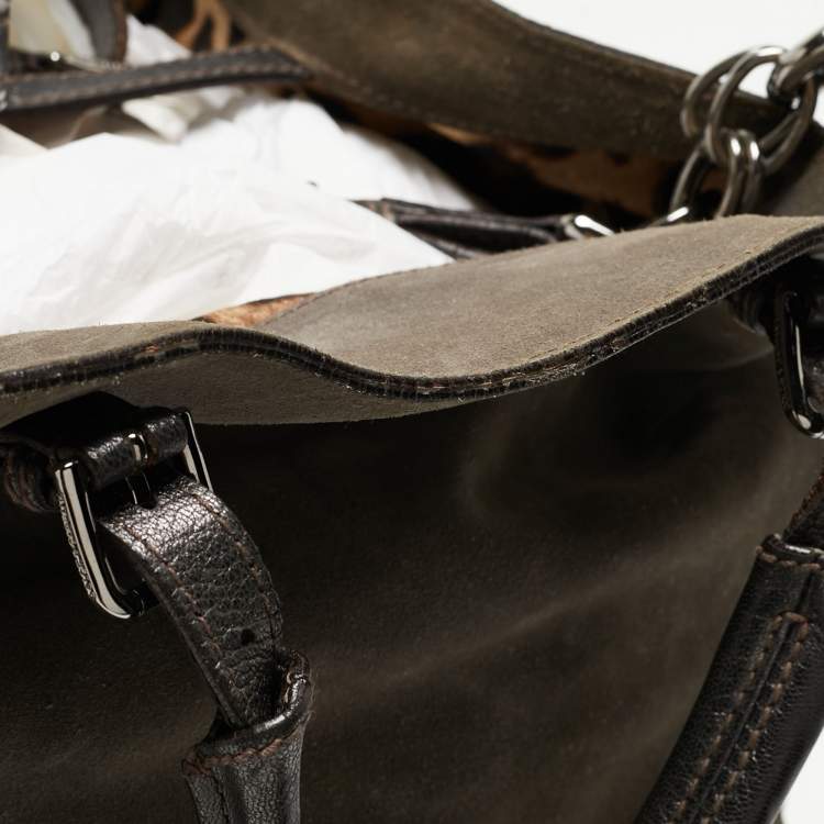 Pre Owned Dolce & Gabbana Grey Suede Miss Pocket Tote