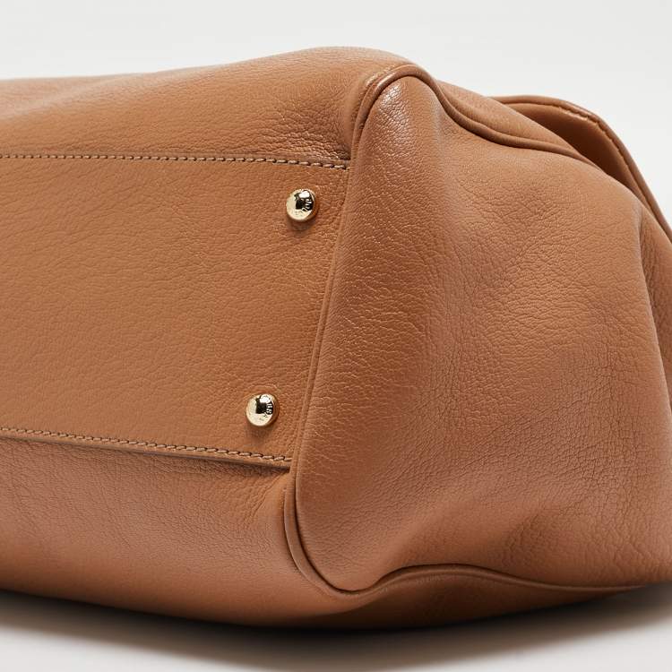 Pre Owned Dolce & Gabbana Brown Leather Large Miss Sicily Top Handle Bag