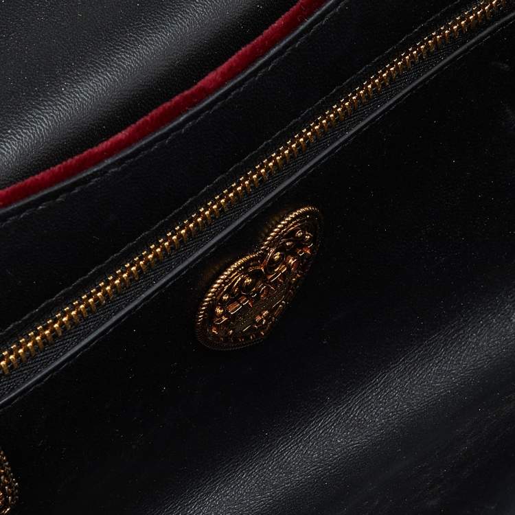 Pre Owned Dolce & Gabbana Maroon Quilted Velvet Devotion Chain Shoulder Bag