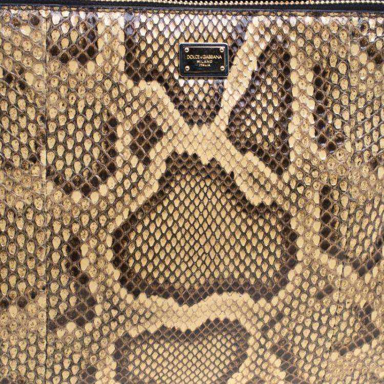 Pre Owned Dolce & Gabbana Python and Leather Medium Miss Sicily Shopper Tote