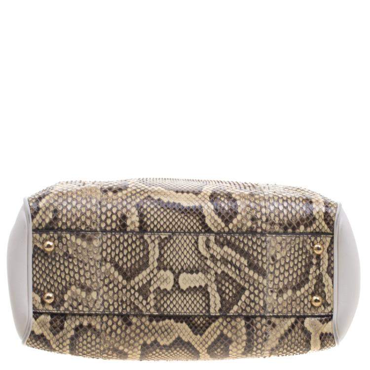 Pre Owned Dolce & Gabbana Python and Leather Medium Miss Sicily Shopper Tote