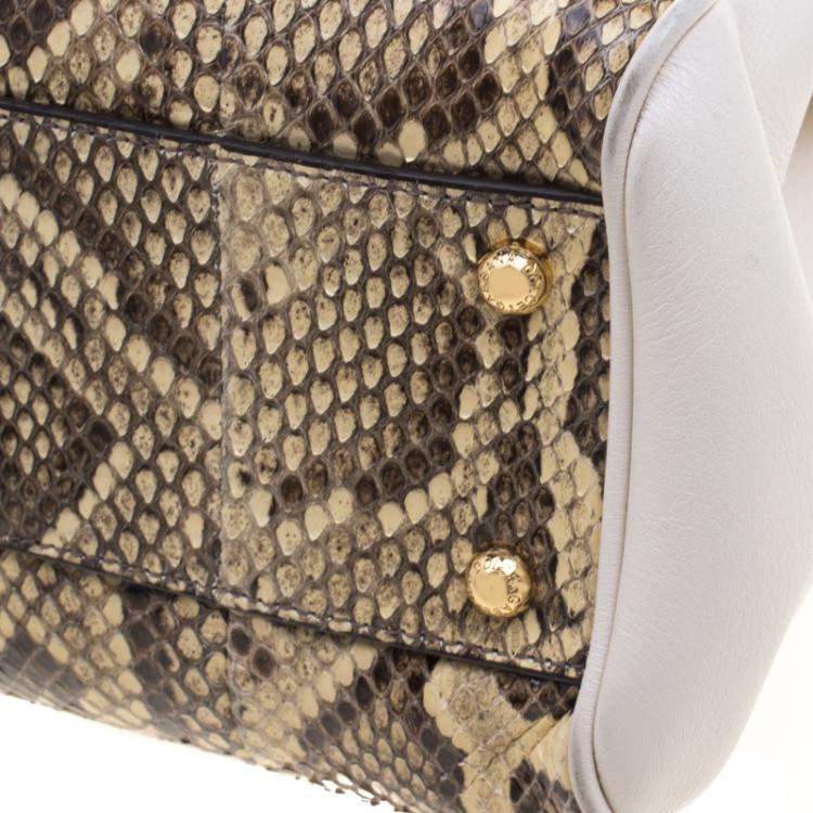 Pre Owned Dolce & Gabbana Python and Leather Medium Miss Sicily Shopper Tote