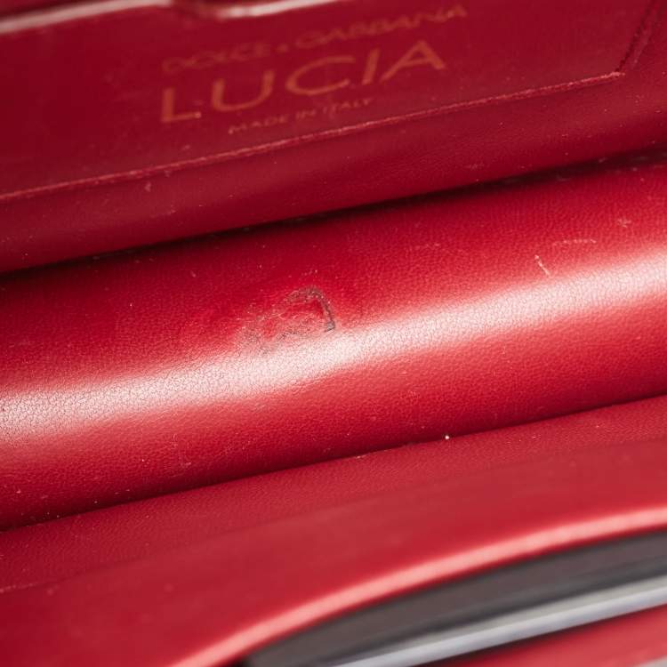 Pre Owned Dolce & Gabbana Black Lizard Embossed Leather Lucia Medium Shoulder Bag