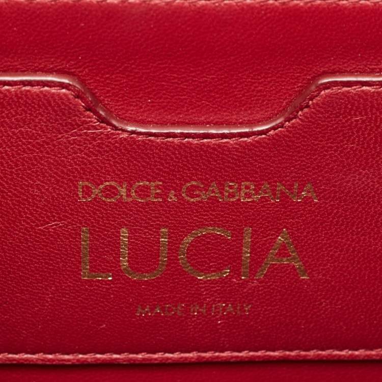 Pre Owned Dolce & Gabbana Black Lizard Embossed Leather Lucia Medium Shoulder Bag